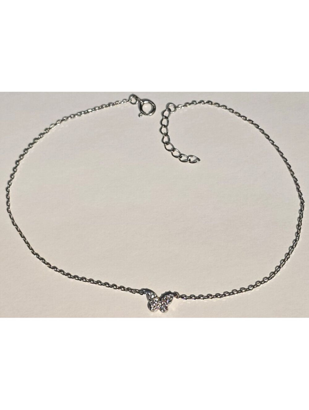 Sterling Silver Anklet Ankle Bracelet Dainty Butterfly Excellent Condition - Picture 2 of 5